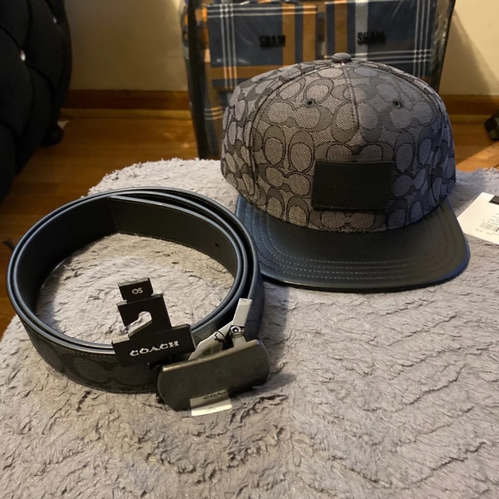 Black n Grey Mens Coach hat n belt